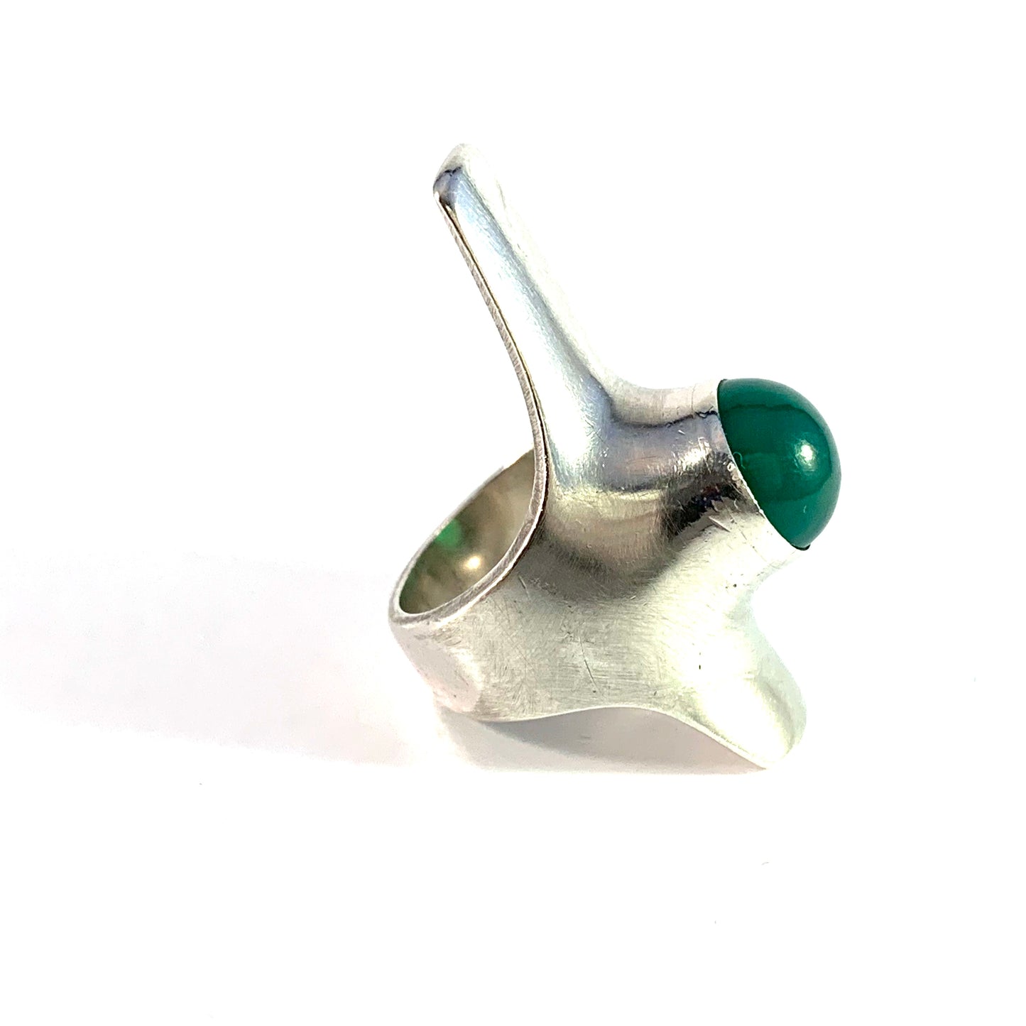 Georg Jensen, design 154 by Henning Koppel, Denmark 1960s Sterling Silver Chrysoprase Ring.