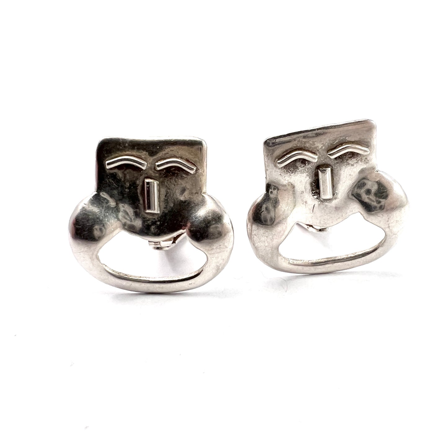 USA Vintage 1930s Patent Marked Sterling Silver Novelty Earrings.