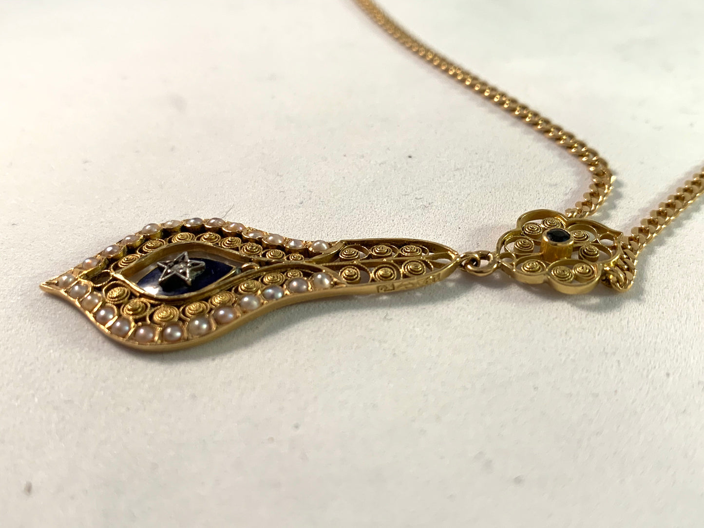G Dahlgren 1924 Jugendstil 18k Gold Diamond Necklace.