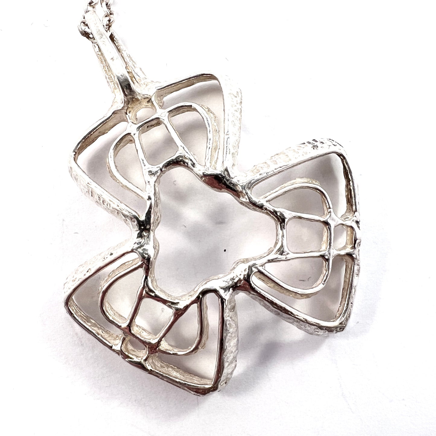 Else and Paul, Norway 1960s Vintage Modernist Sterling Silver Pendant Necklace.