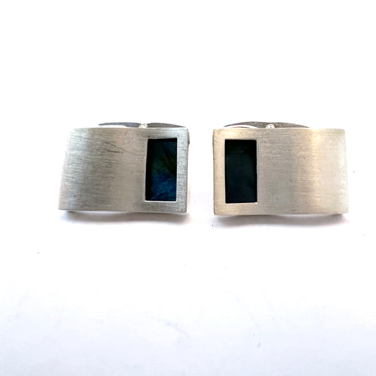 Unto Olavi Tarkkanen for Kaunis Koru Finland. Vintage Sterling Silver Spectrolite Cufflinks.