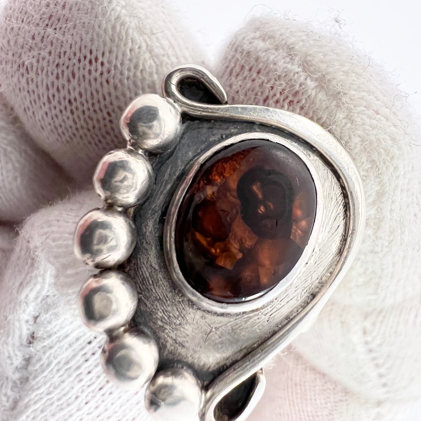 Paul Miller USA, Vintage 1950-60s Sterling Silver Fire Agate Ring. Signed
