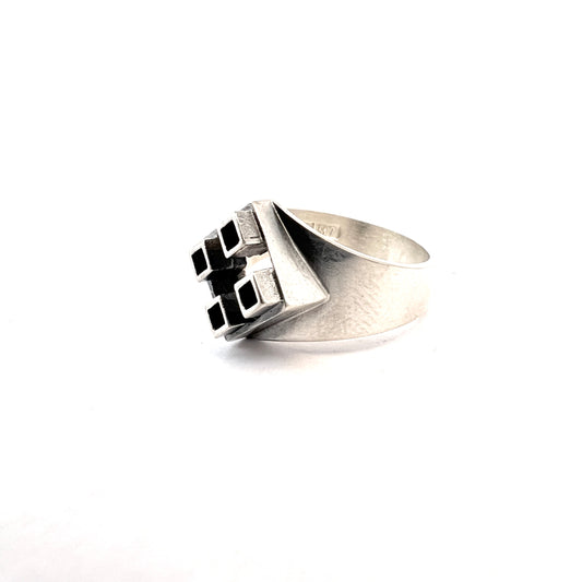 V.Hamara, Finland 1965. Vintage Modernist Solid Silver Ring. Signed.