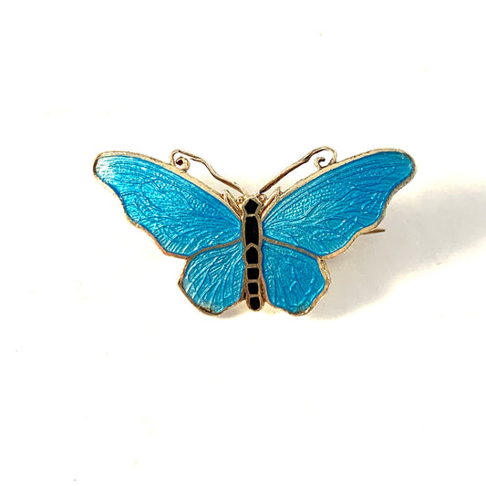 Sporrong, Stockholm 1954. Sterling Silver Enamel Butterfly Brooch.