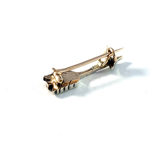Antique Victorian 14k Gold Silver Diamond Arrow Brooch.