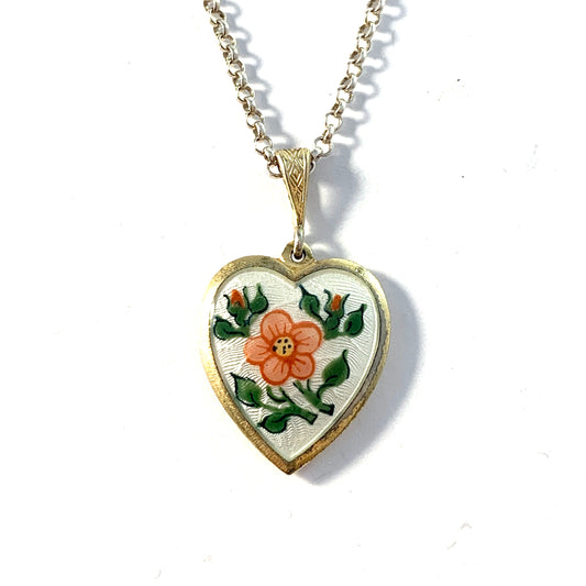 Early 1900s Solid Silver Enamel Pendant.