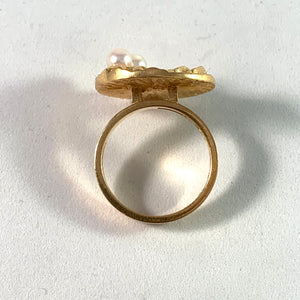 Liedholm for Ateljé Candra 1968 Modernist 18k Gold Pearl Ring. Signed