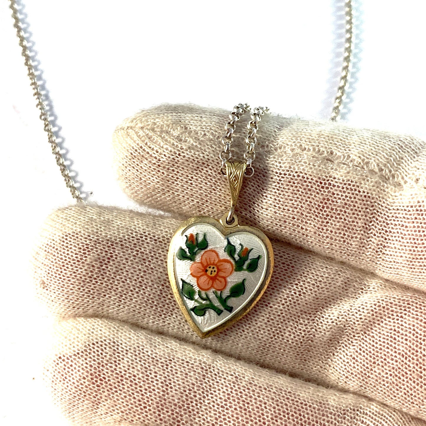 Early 1900s Solid Silver Enamel Pendant.