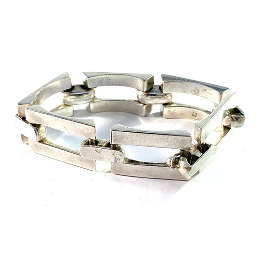 Egypt Mid Century c 1950s Massive 2.4oz Solid Silver Link Bracelet.