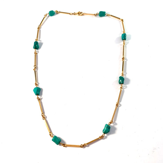 Patrassi Alfredo, Italy 1944-68 Mid Century 18k Gold Turquoise Necklace.