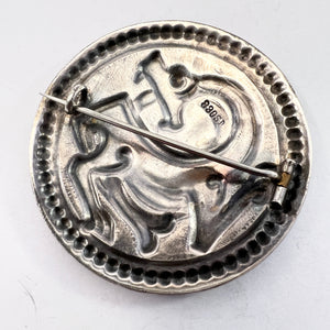 Norway early 1900s. Solid Silver Dragestil Dragon-style Brooch.