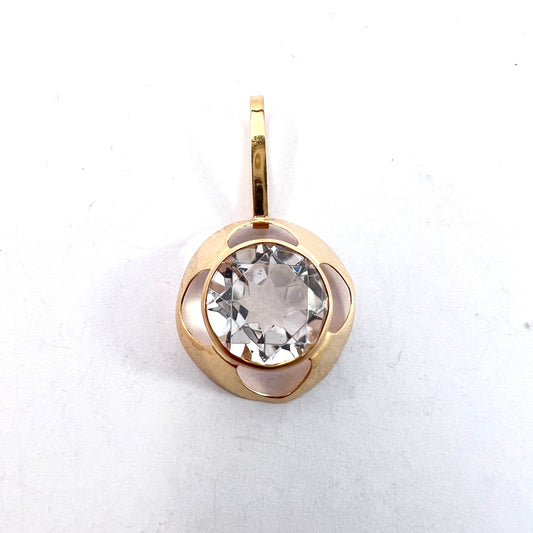 Bengt Hallberg, Sweden 1971. Vintage 18k Gold Rock Crystal Pendant.