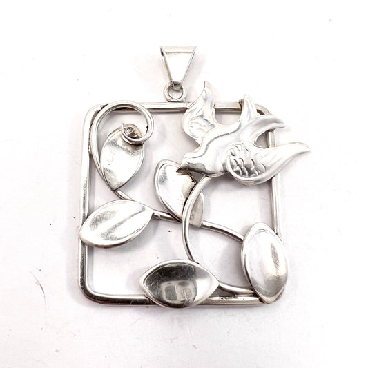 Hugo Grun, Stockholm 1946. Vintage Celebrating Peace Sterling Silver Pendant.