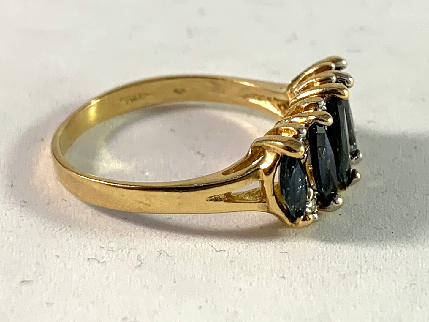 Italy Mid Century 18k Gold Diamond Sapphire Ring