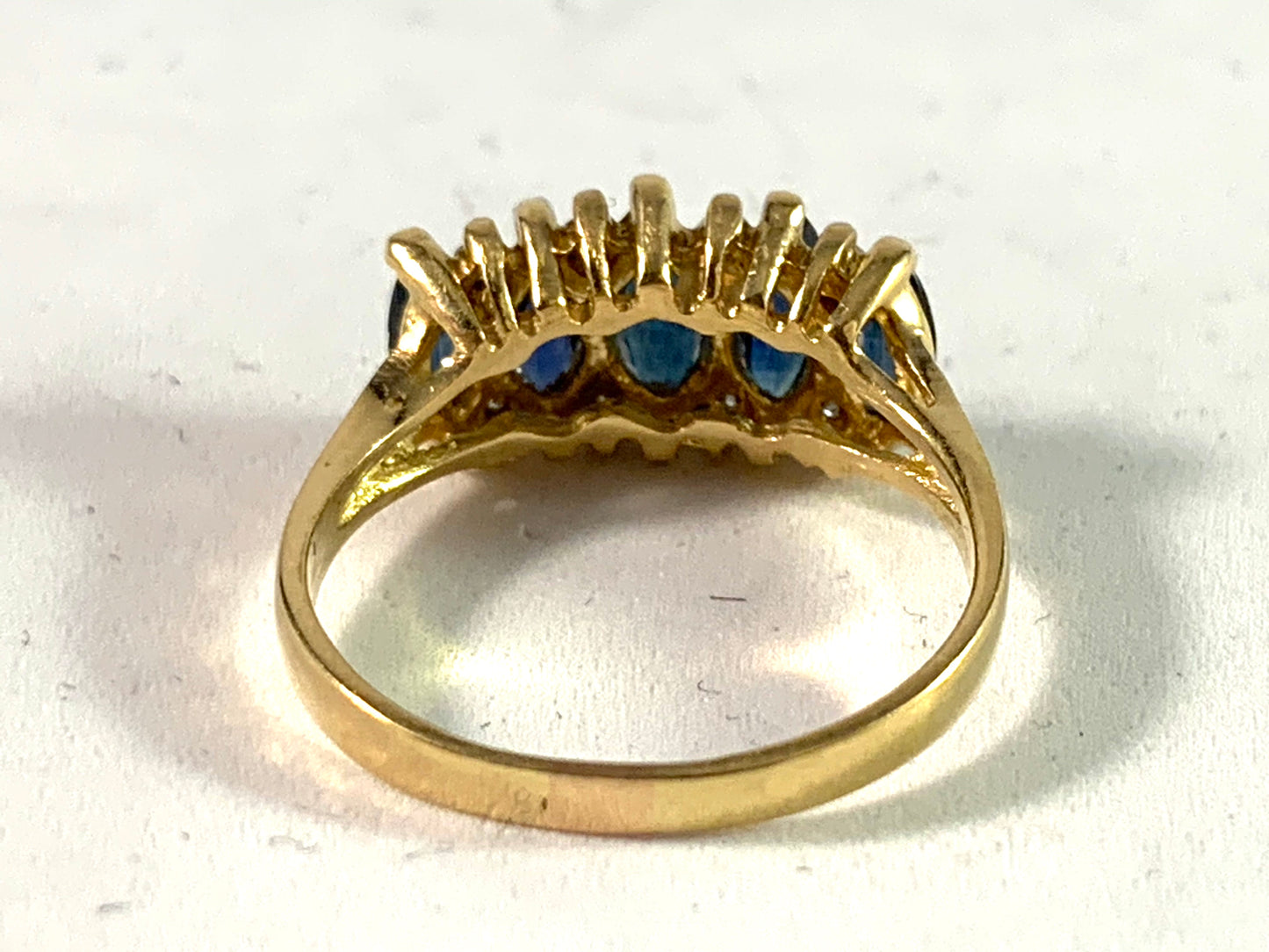 Italy Mid Century 18k Gold Diamond Sapphire Ring