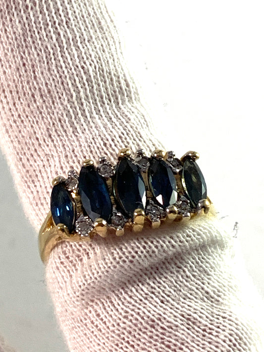 mid century 18k gold diamond and sapphire ring