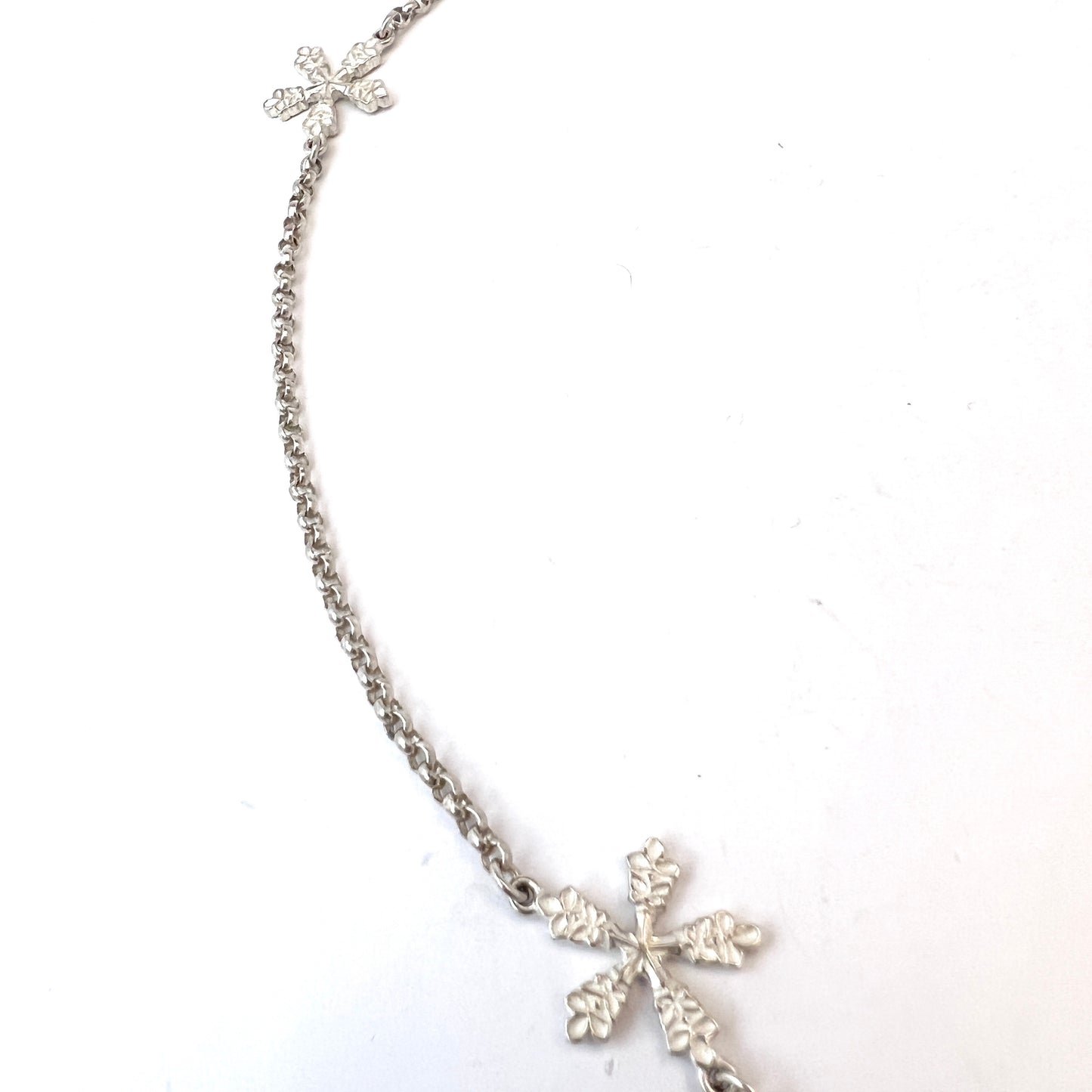 Kalevala Koru, Finland. Vintage Sterling Silver Snow Crystal Pendant Necklace.