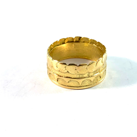 Firma Birgitta Holmgren. Sweden. Vintage 18k Gold Viking Copy Unisex Ring.