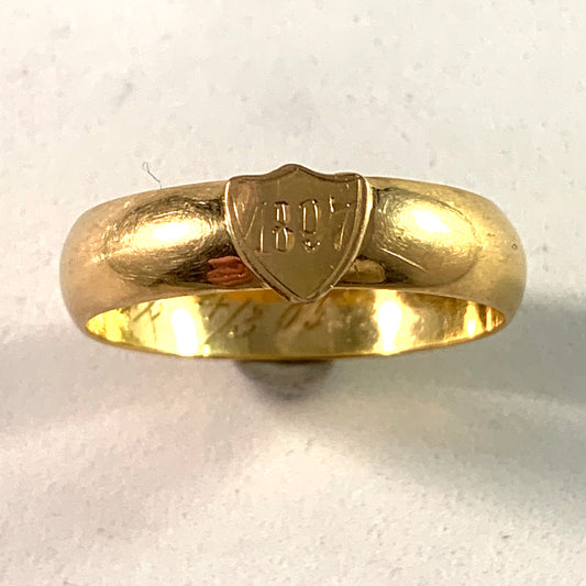 KJ Jonsson, Sweden Antique 18k Gold Men's Wedding Band Ring.