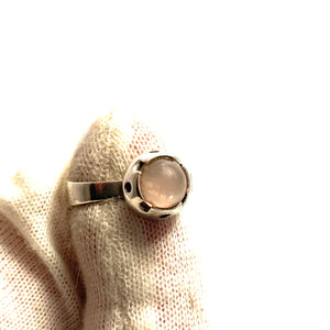 Martti Viikinniemi, Finland 1967. Vintage Solid Silver Rose Quartz Ring.