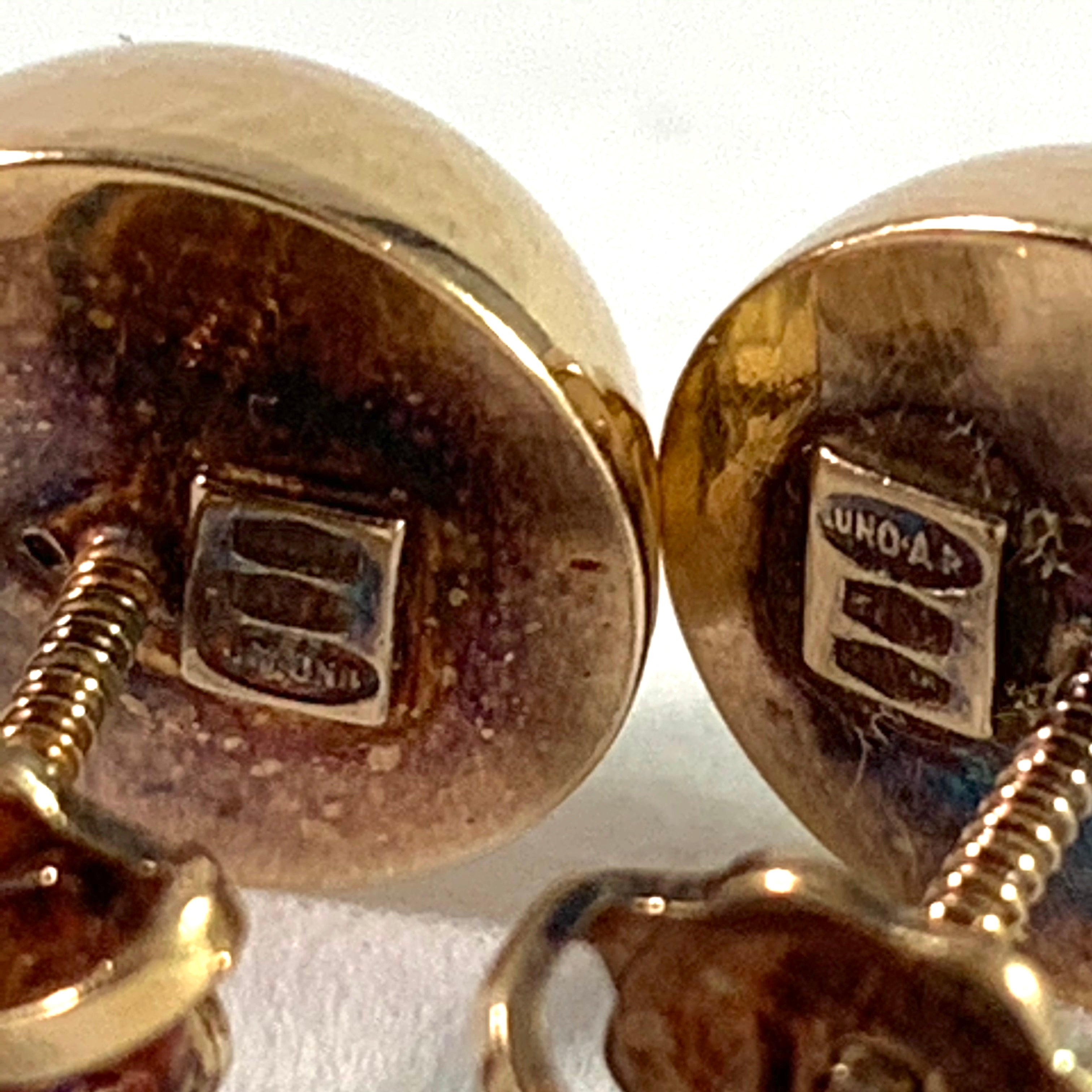 Uno A Erre, Italy 1944-64 Mid Century 18k Gold Stud Earrings.