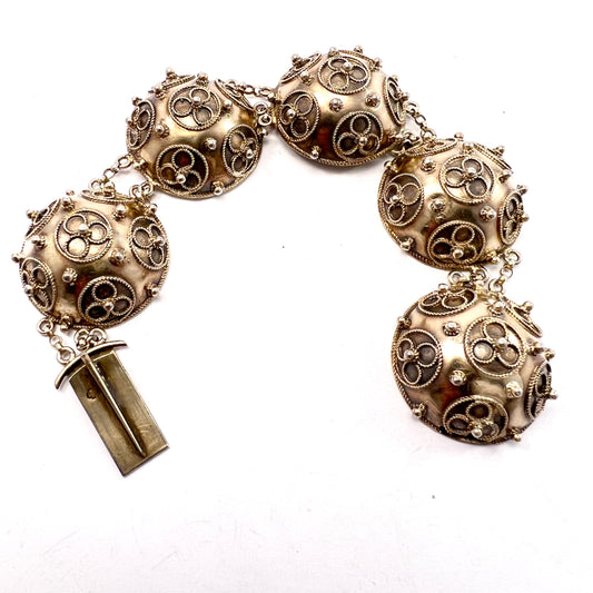 C Leonard Moberg, Sweden 1885. Bold Victorian Gilt Silver Bracelet.
