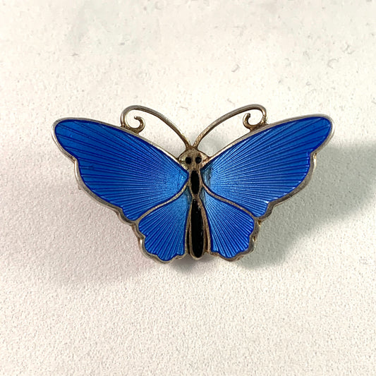 Norway Mid Century Sterling Enamel Butterfly Brooch