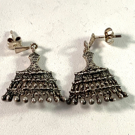 Alpo Tammi, Finland 1970 Silver Dangle Earrings.