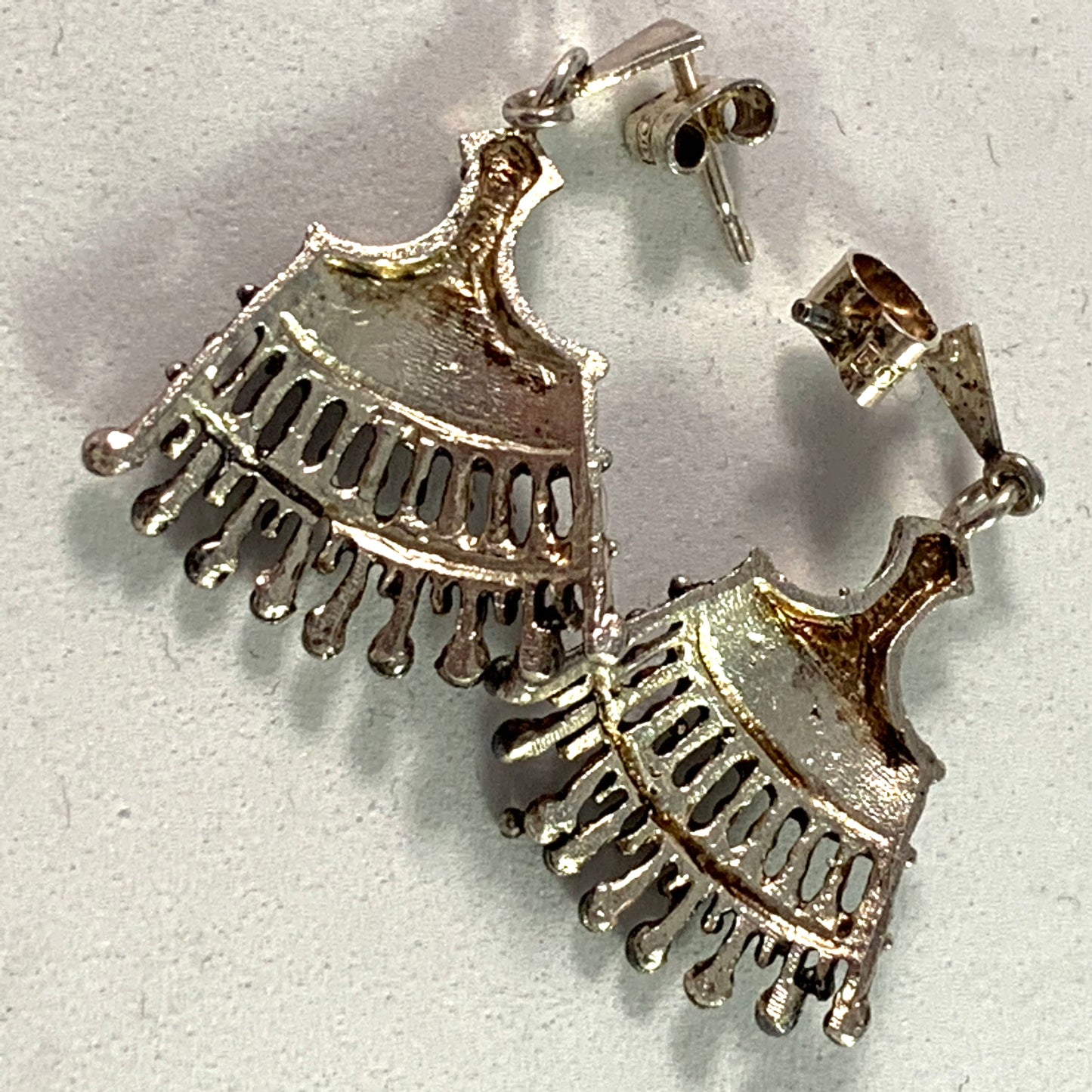 Alpo Tammi, Finland 1970 Silver Dangle Earrings.