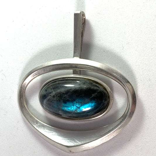 Marianne Berg David Andersen Norway 1960s Large Sterling Labradorite Pendant.