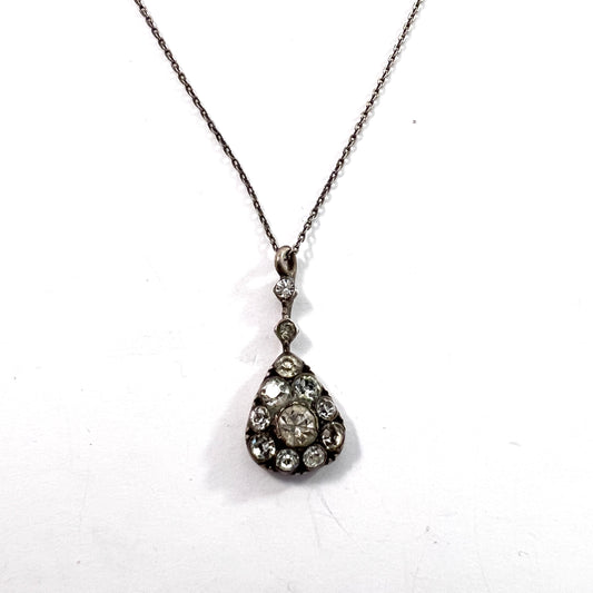 Knoll & Pregizer, Germany 1920s 830 Silver Foil-Back Paste Stone Pendant Necklace.