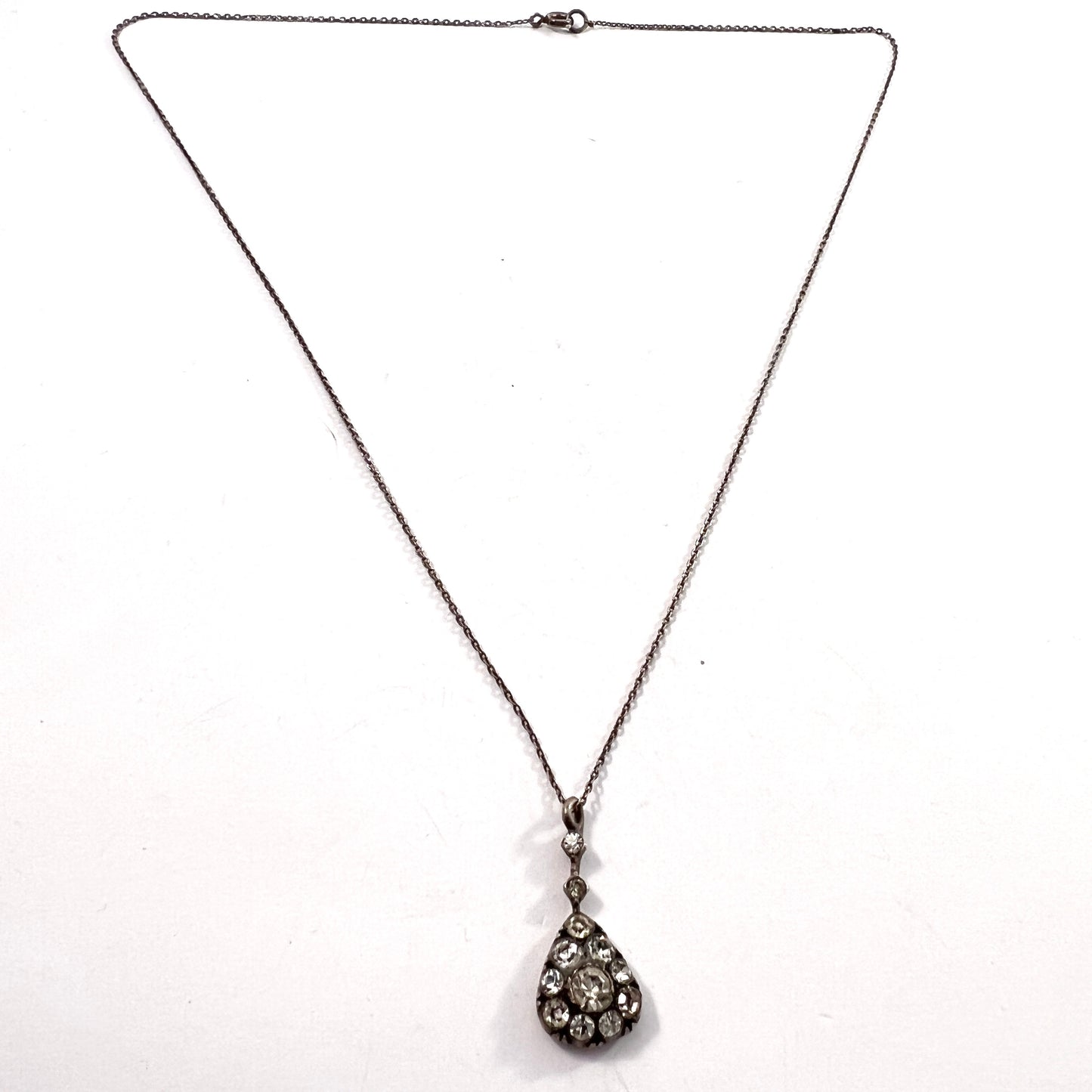 Knoll & Pregizer, Germany 1920s 830 Silver Foil-Back Paste Stone Pendant Necklace.
