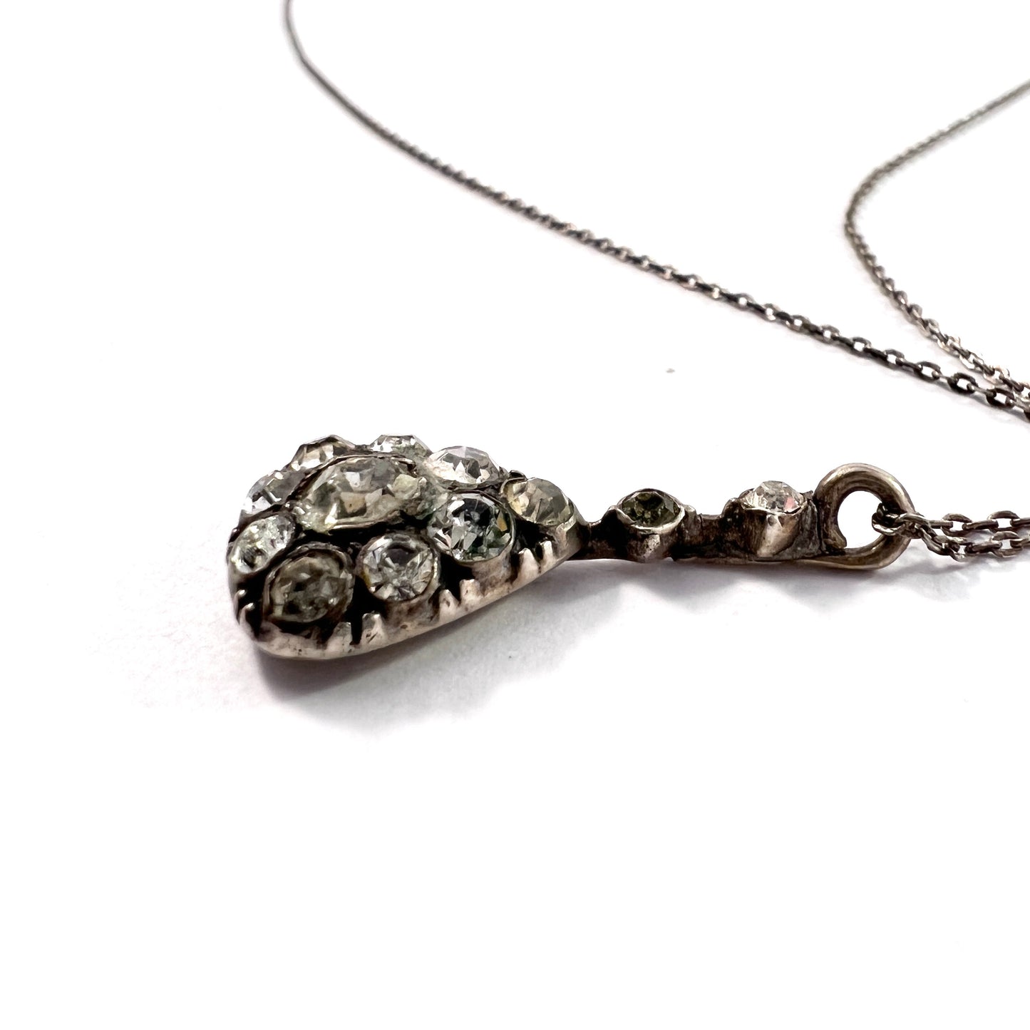Knoll & Pregizer, Germany 1920s 830 Silver Foil-Back Paste Stone Pendant Necklace.