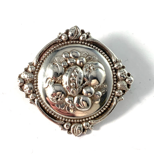 Maker HJ, Germany early 1900s. Antique 830 Silver Brooch.