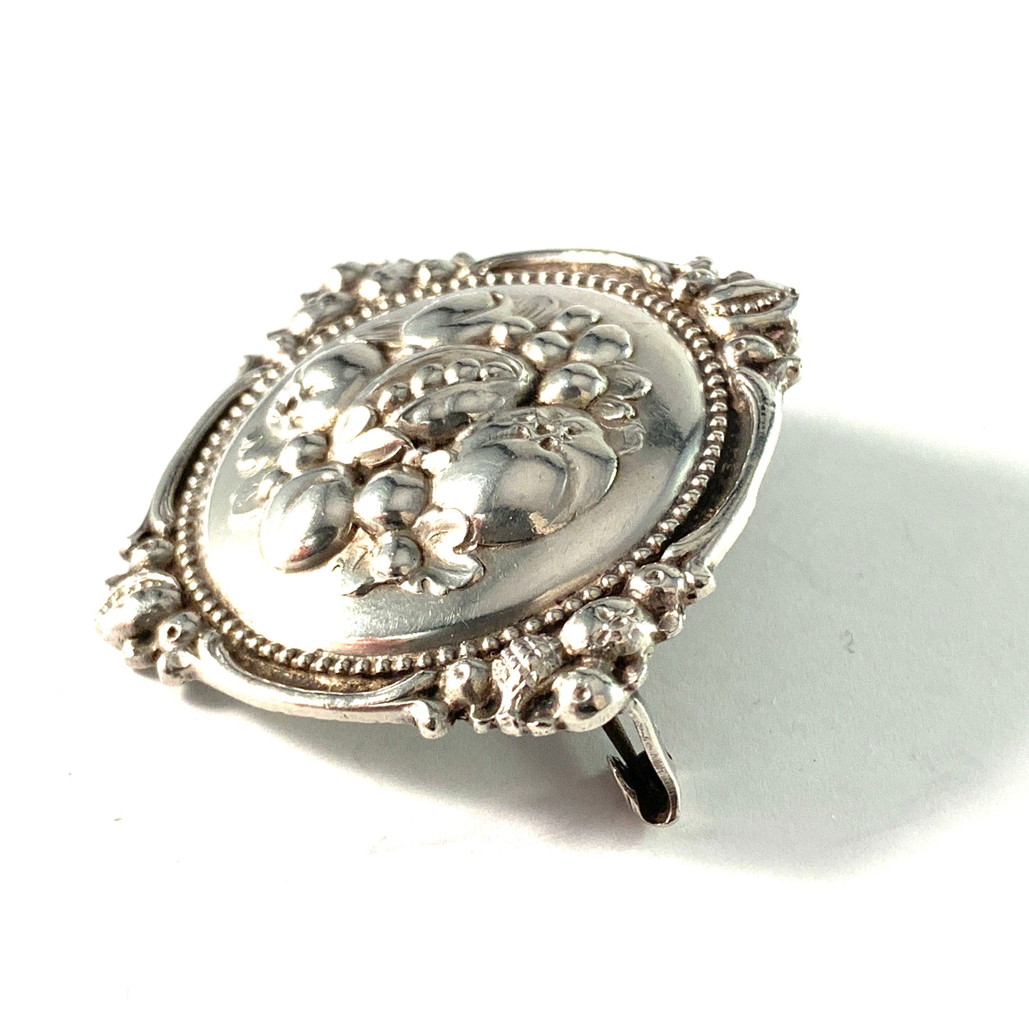 Maker HJ, Germany early 1900s. Antique 830 Silver Brooch.