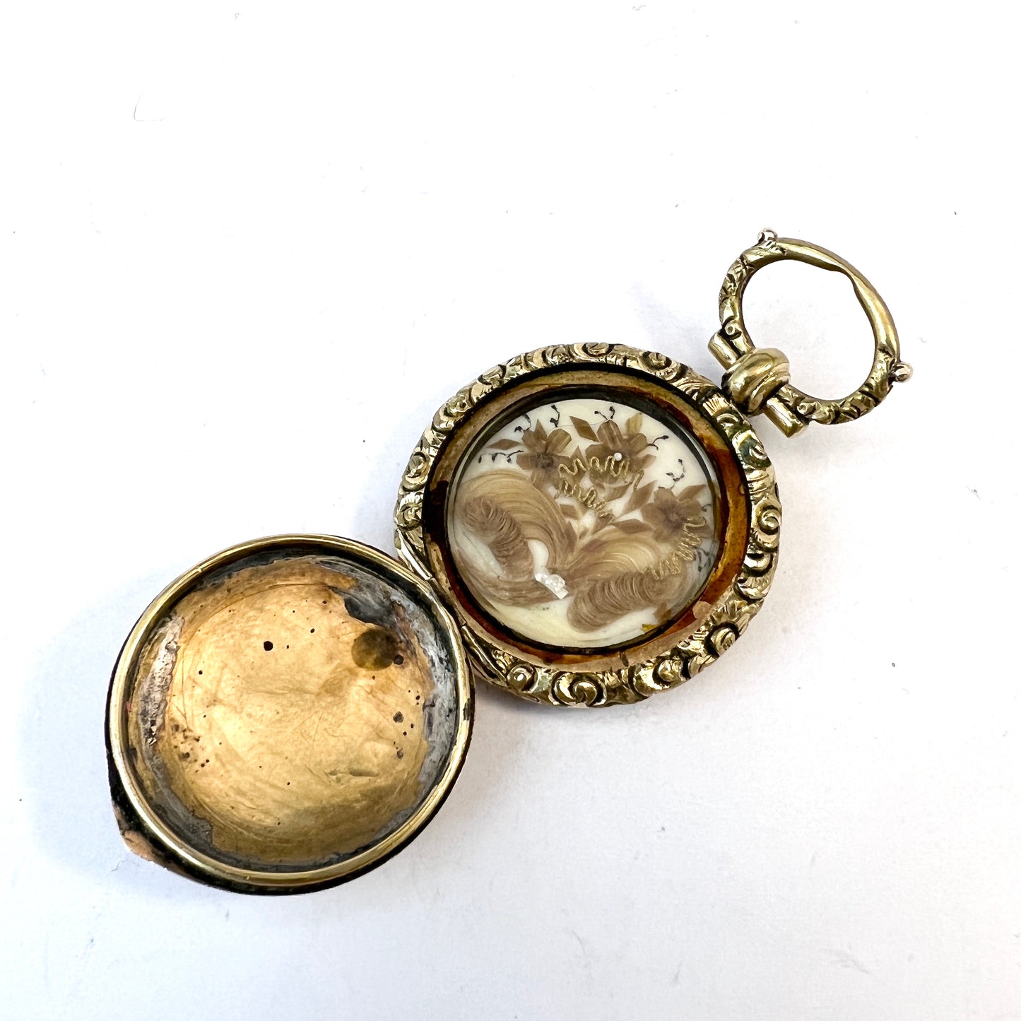 Antique Georgian Gilt Metal Locket Pendant.
