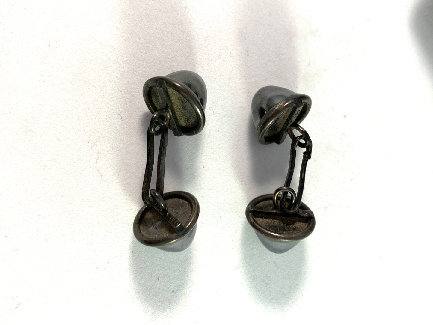 Antique German Silver Hematite Cufflinks. Boxed.