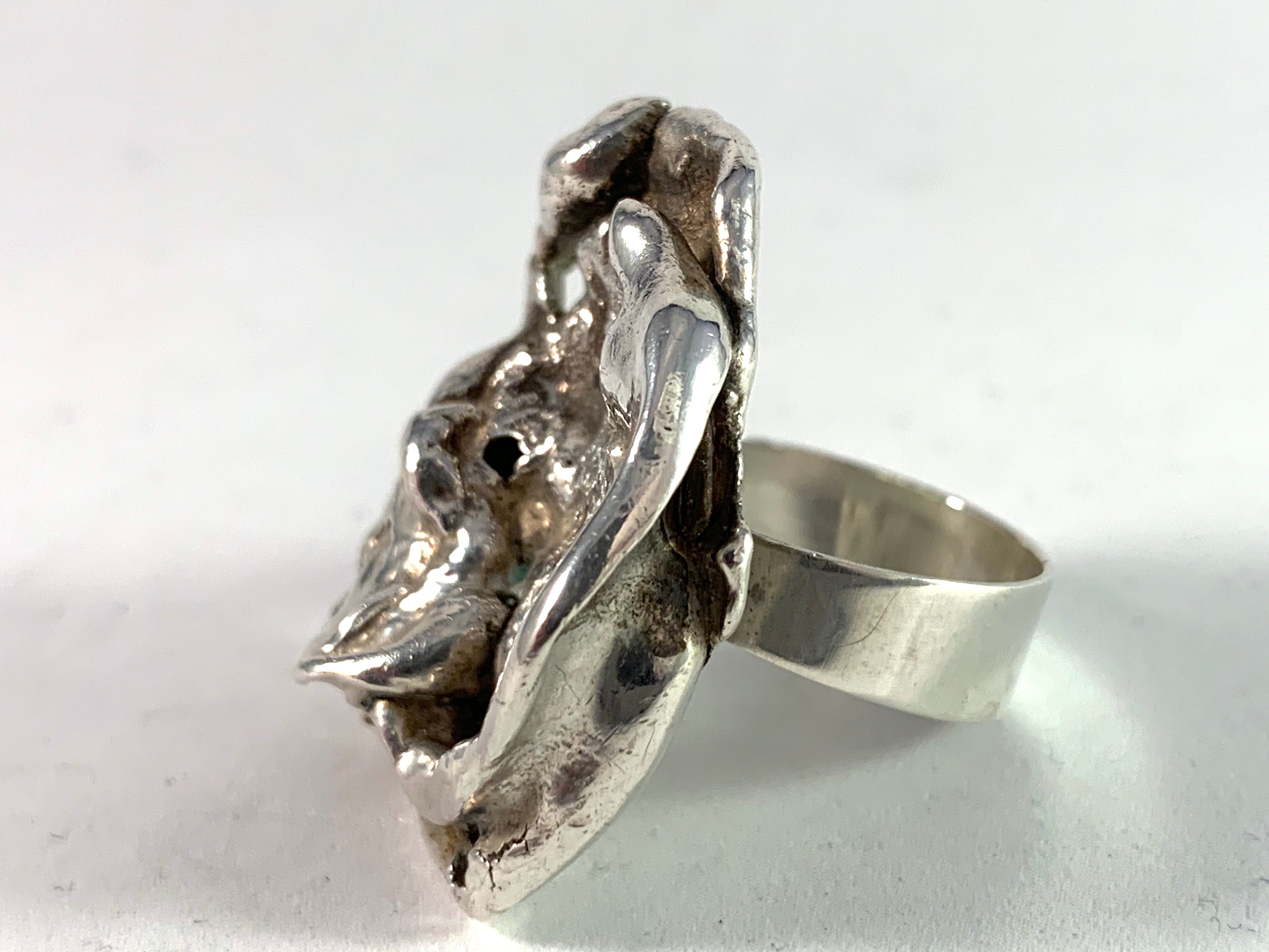 Julius and Pehr-Olow Svensson 1972 Bold Sterling Modernist Ring
