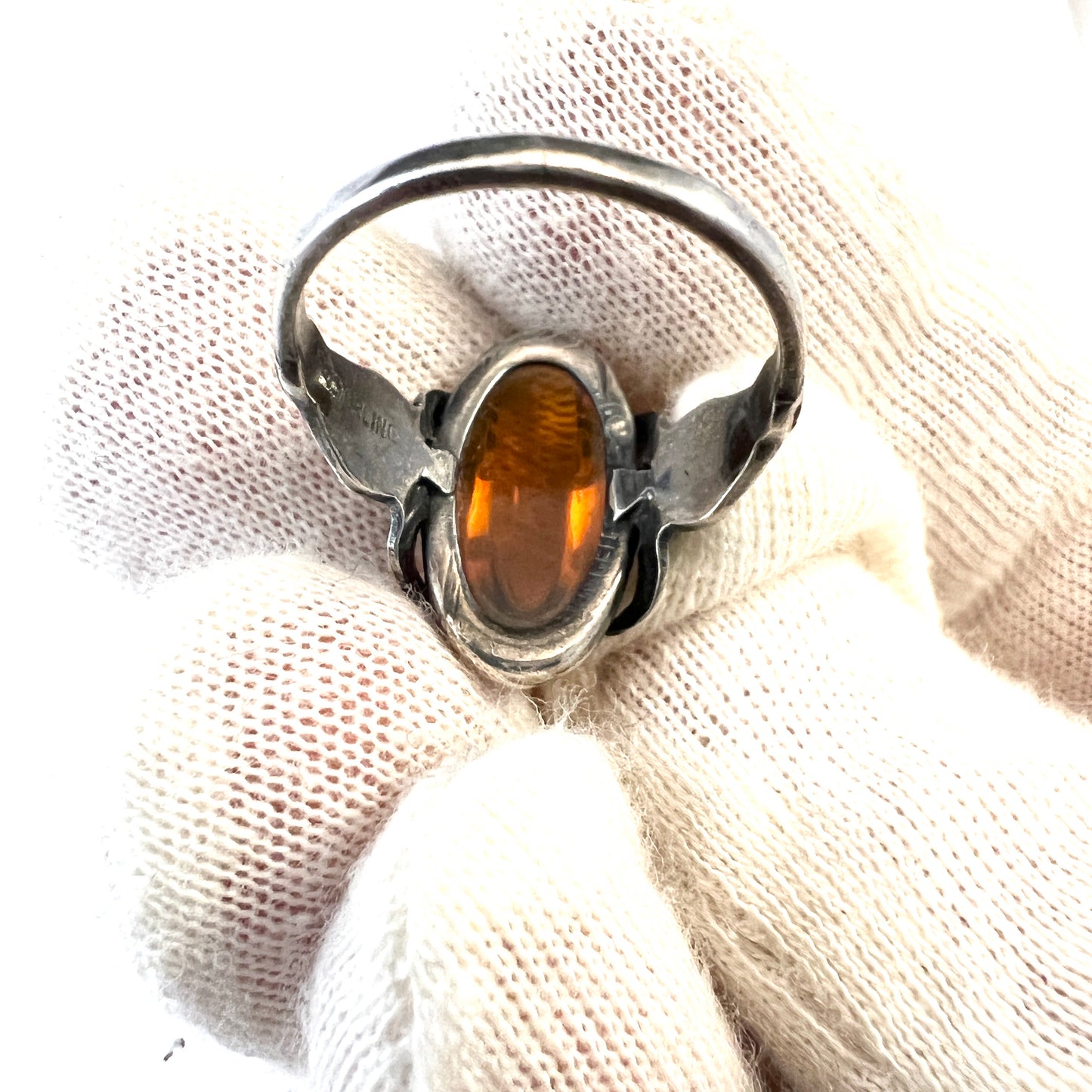 Antique c 1920. Sterling Silver Dragon's Breath Donkey Shoulders Ring.