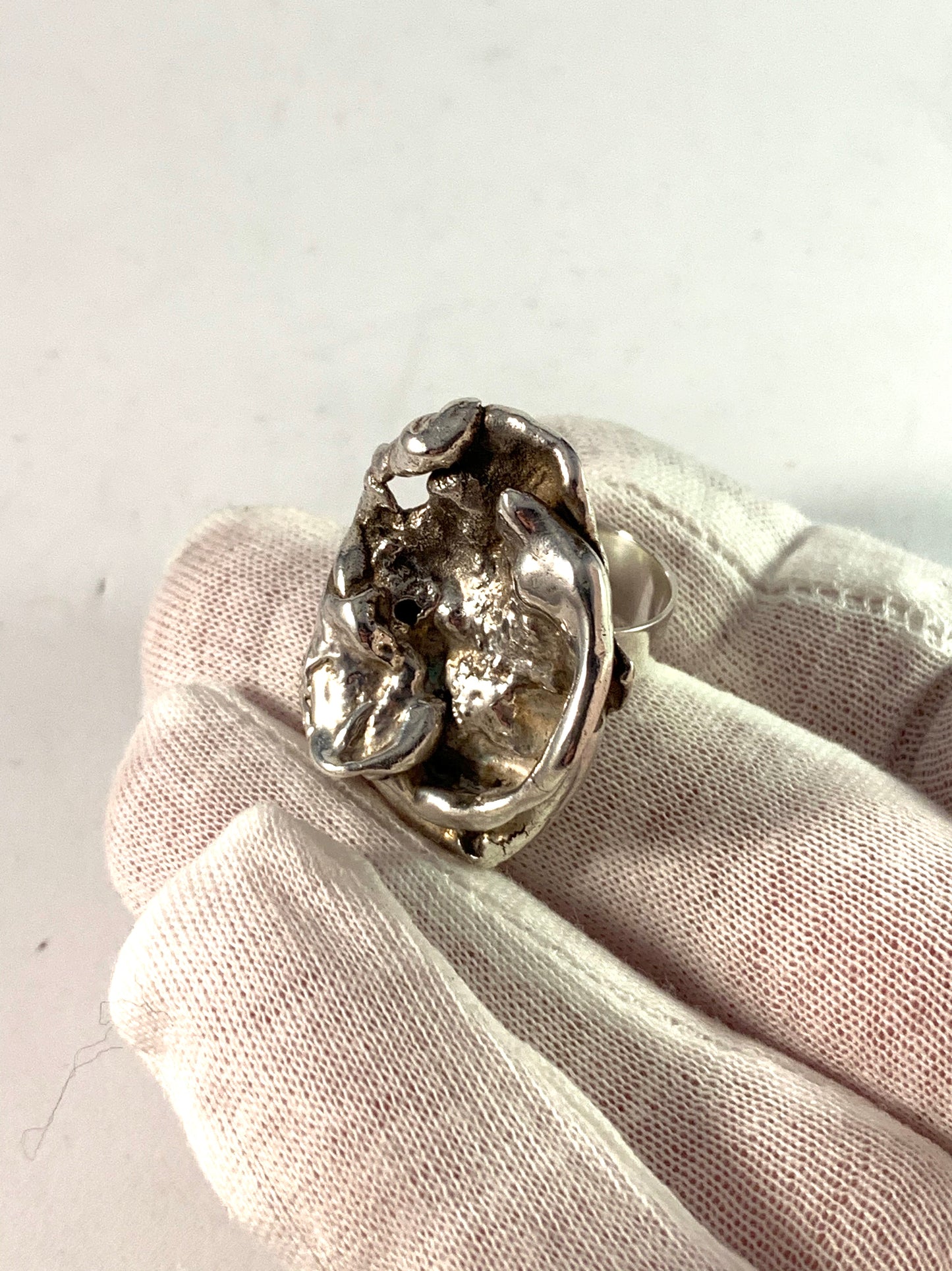 Julius and Pehr-Olow Svensson 1972 Bold Sterling Modernist Ring