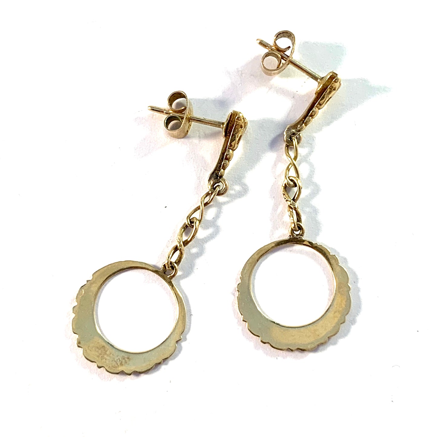 Mid Century 14k Gold Dangle Earrings.