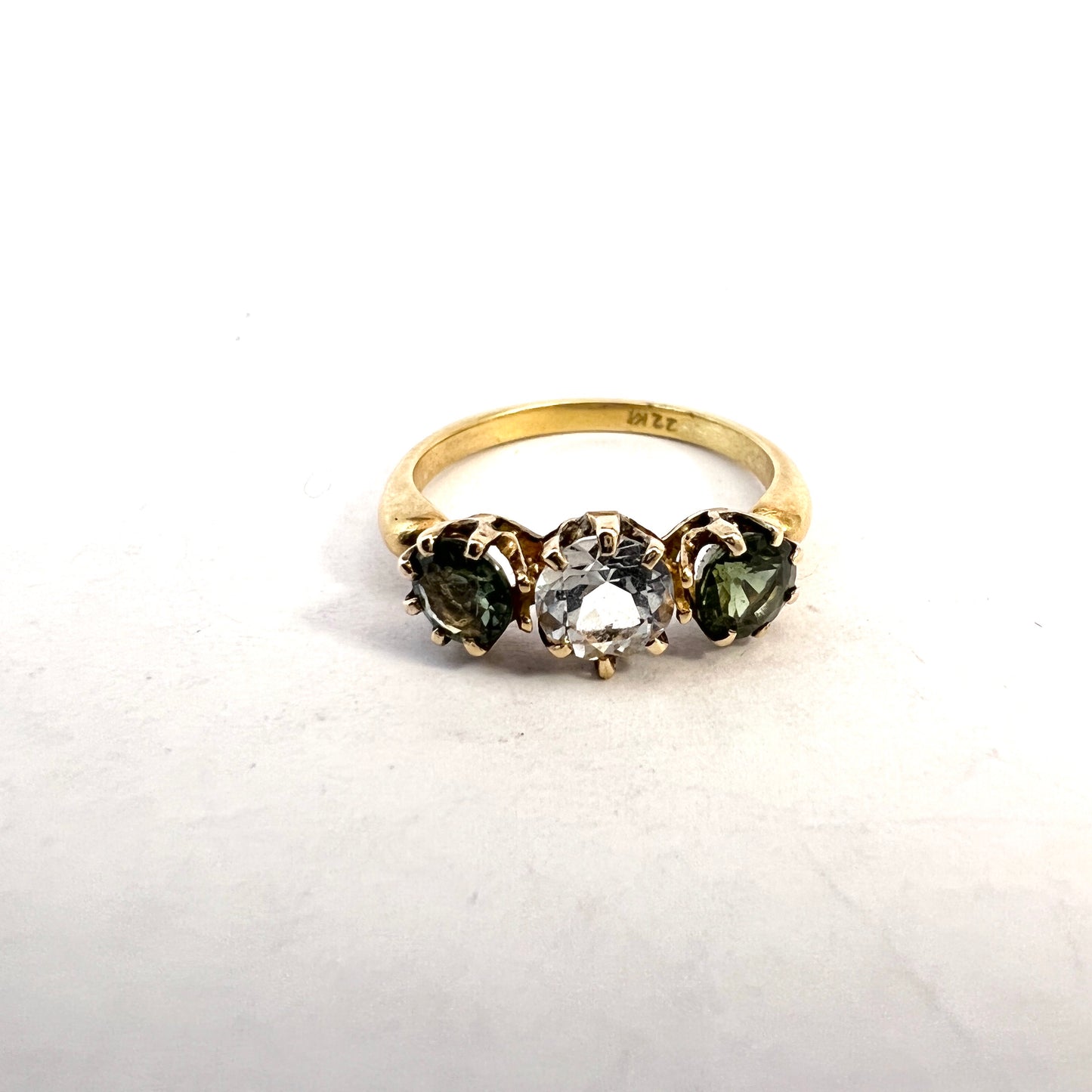 Vintage 22k Gold Tourmaline Quartz Ring.