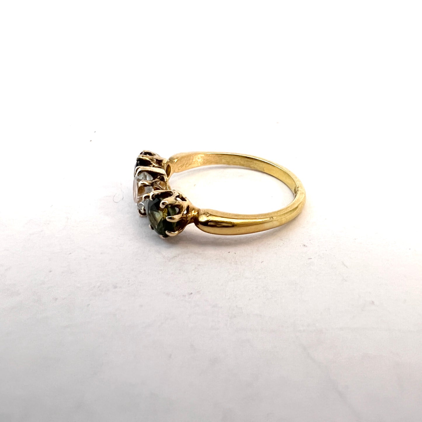 Vintage 22k Gold Tourmaline Quartz Ring.