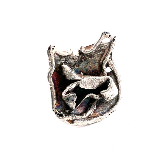 Jens Peter Clausen Gudjonsson. Iceland. Large Brutalist Modernist Sterling Silver Ring.