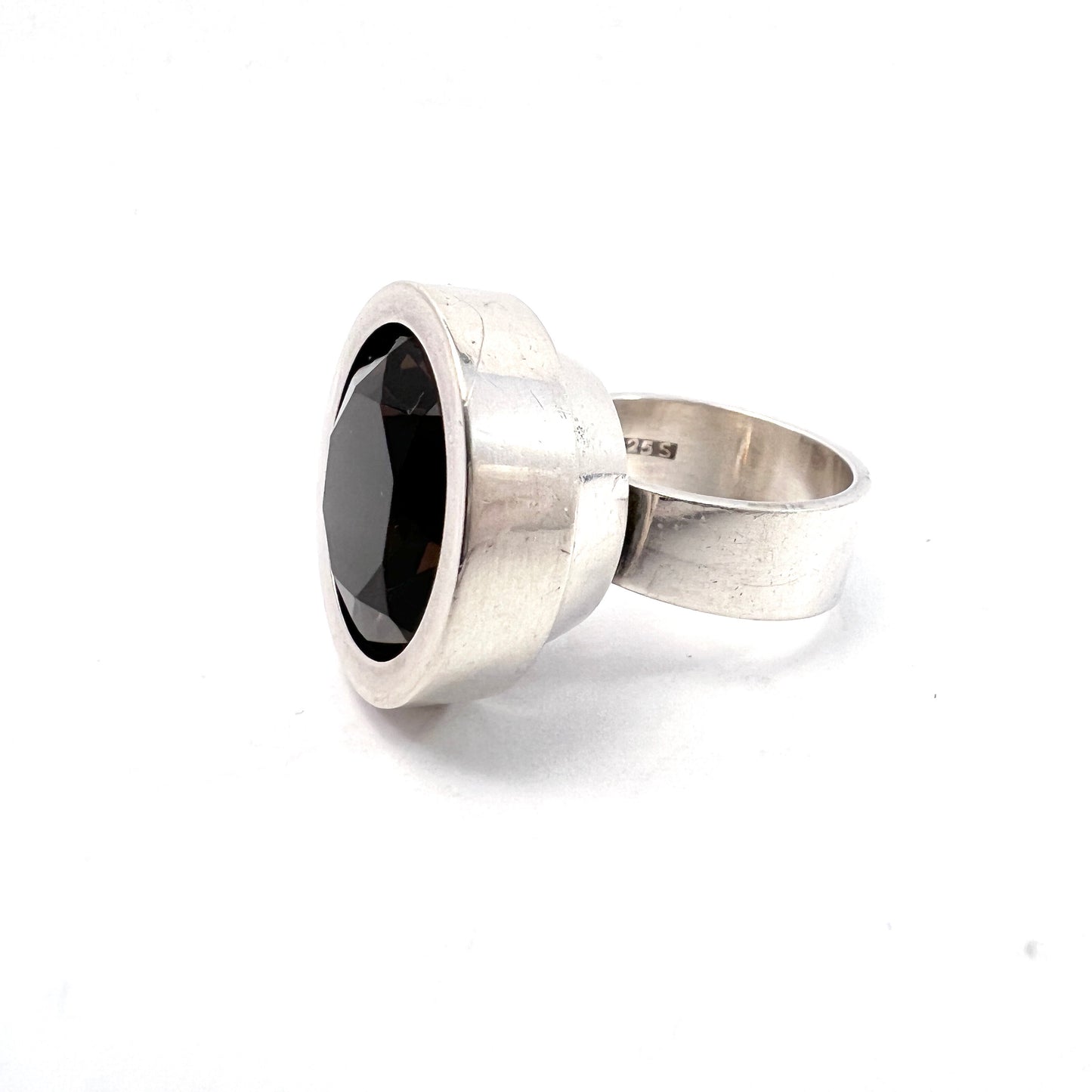 Elis Kauppi, Kupittaan Kulta Finland 1960s. Vintage Sterling Silver Smoky Quartz Ring.