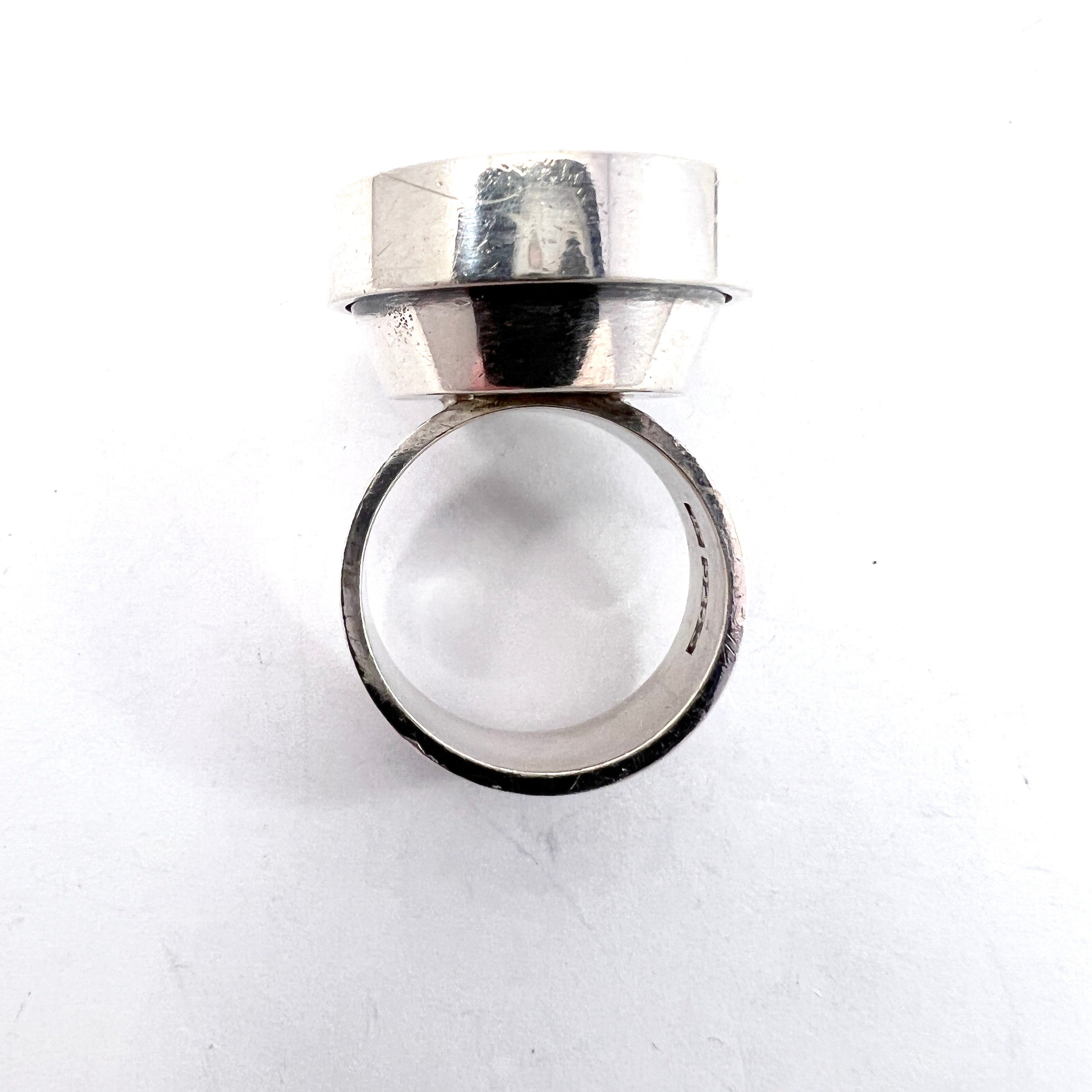 Elis Kauppi, Kupittaan Kulta Finland 1960s. Vintage Sterling Silver Smoky Quartz Ring.