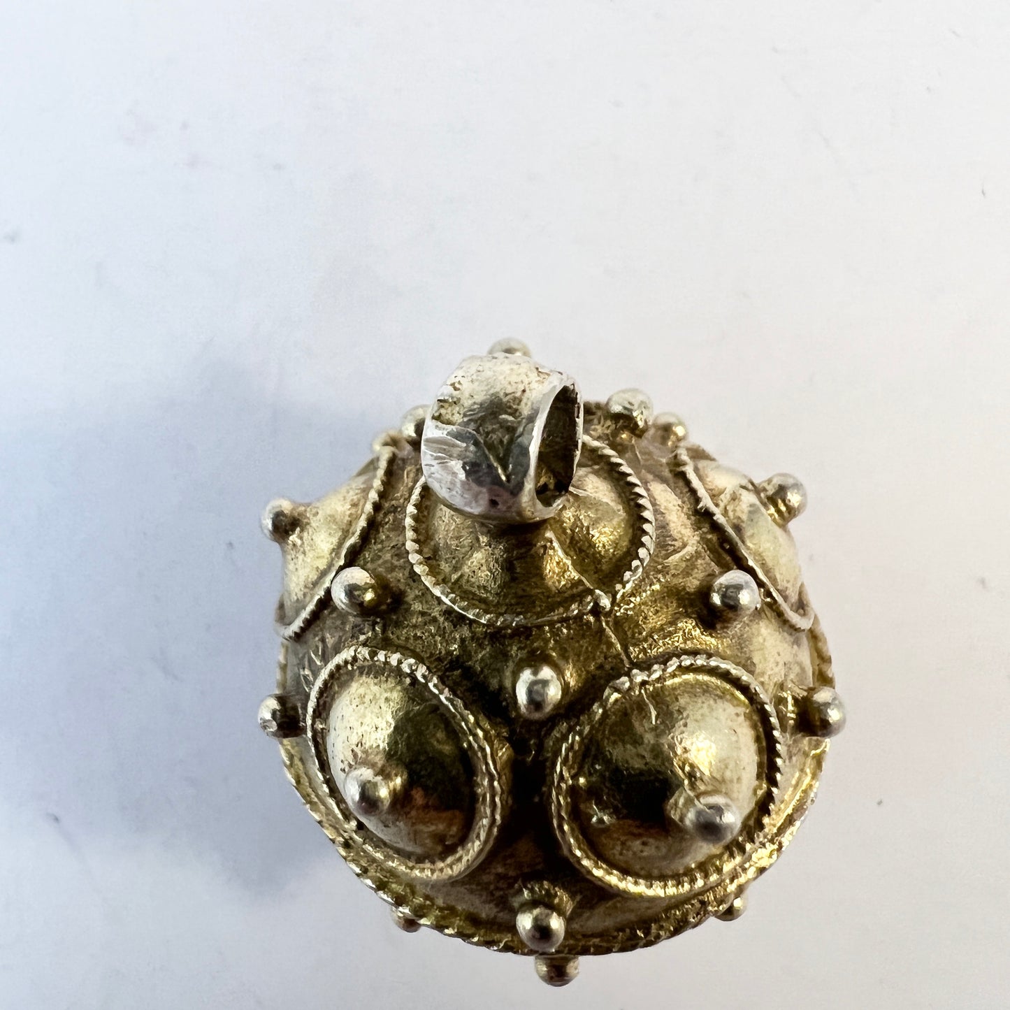 Vintage Museum Copy 830 Silver Chunky Scandinavian Troll-Ball Pendant.