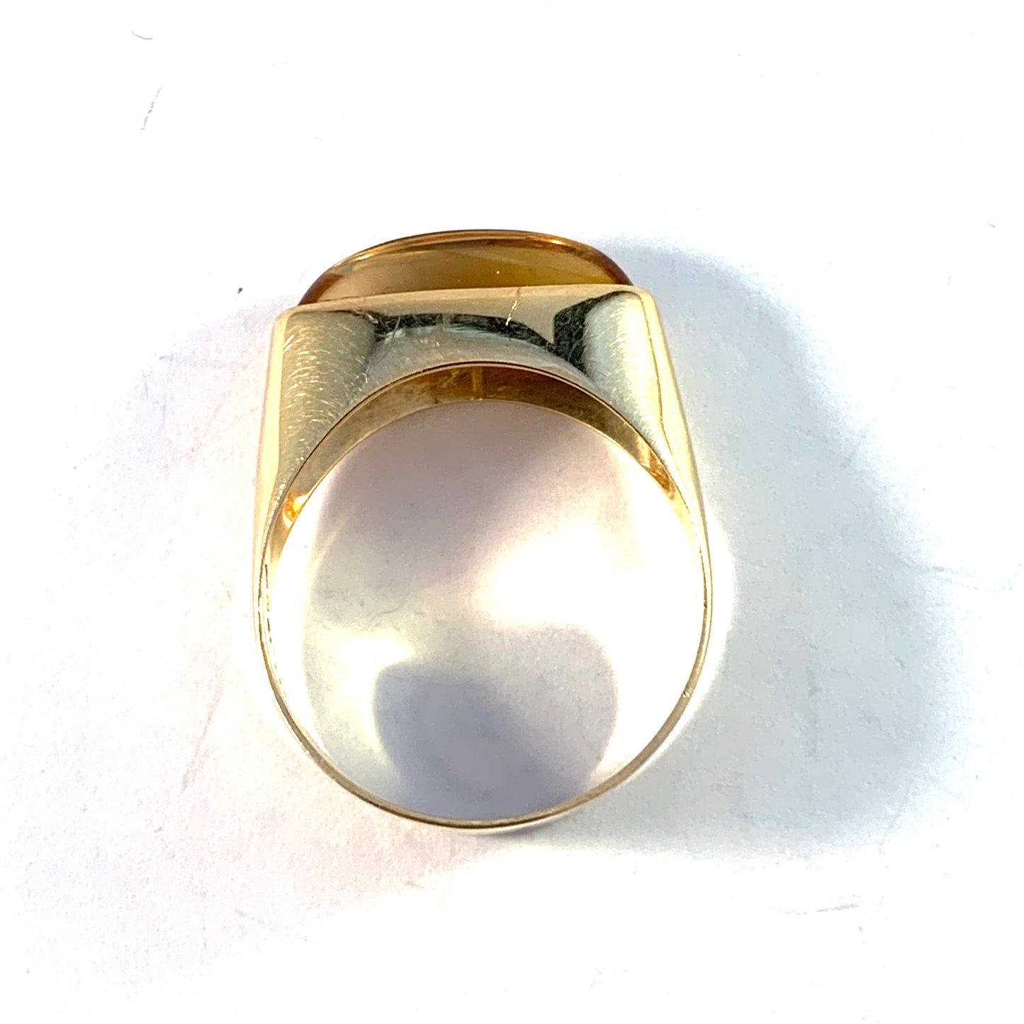 Johan Petersson, Stockholm 1963 Modernist 18k Gold Citrine Ring.