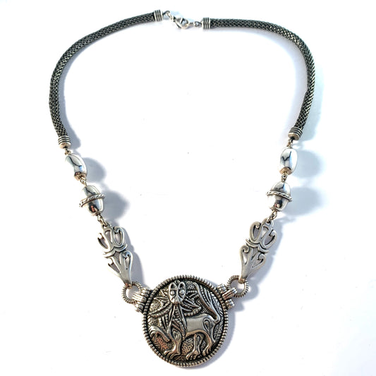 Kalevala Koru, Finland. Massive Vintage Sterling Silver Necklace. Design: Sun Lion.