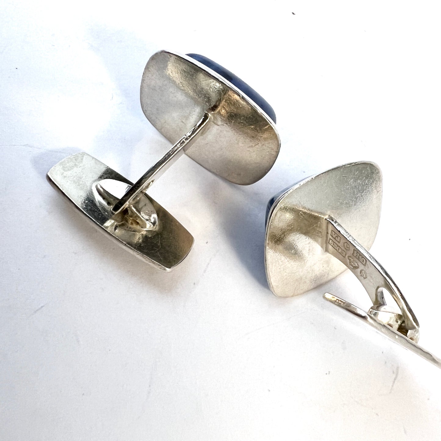 Victor Janson, Sweden. Vintage Solid Silver Bergslagen-stone Cufflinks.